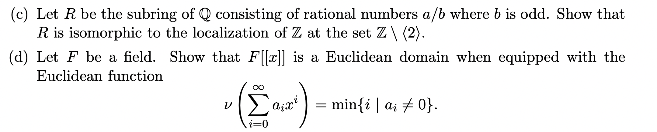 Solved (c) Let R be the subring of Q consisting of rational | Chegg.com