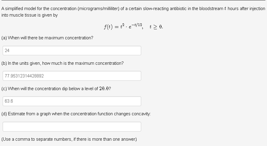 Solved A simplified model for the concentration | Chegg.com