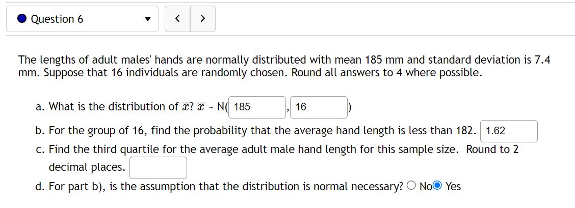 Solved The lengths of adult males' hands are normally | Chegg.com
