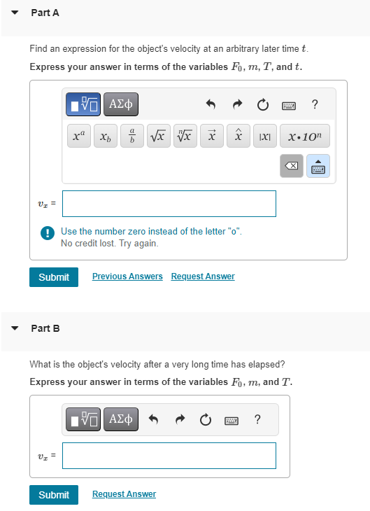 Solved At T=0 , An Object Of Mass M Is At Rest At X=0 On A | Chegg.com