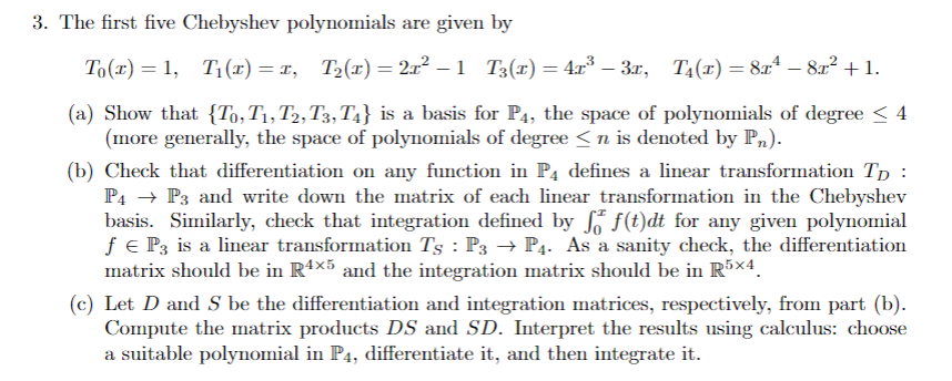 Solved The First Five Chebyshev Polynomials Are Given