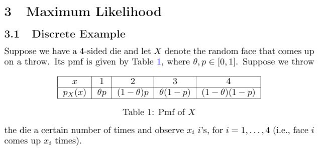 Solved 3 Maximum Likelihood 3.1 Discrete Example Suppose we | Chegg.com