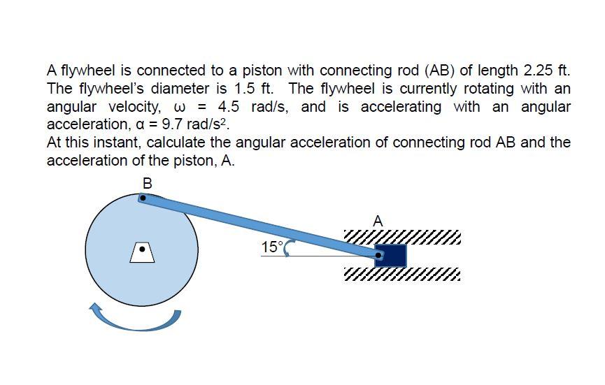 Solved A flywheel is connected to a piston with connecting