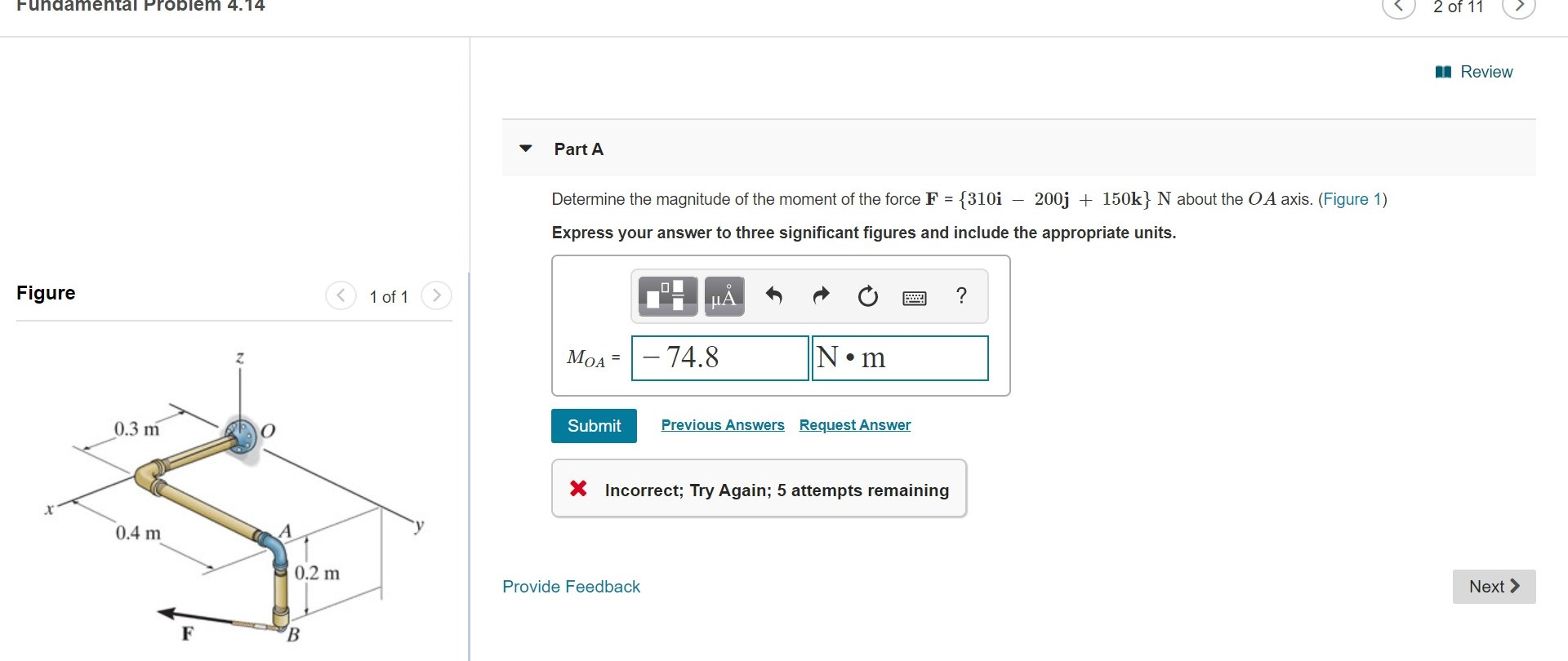 Solved Fundamental Problem 4.13 Part A Determine the | Chegg.com