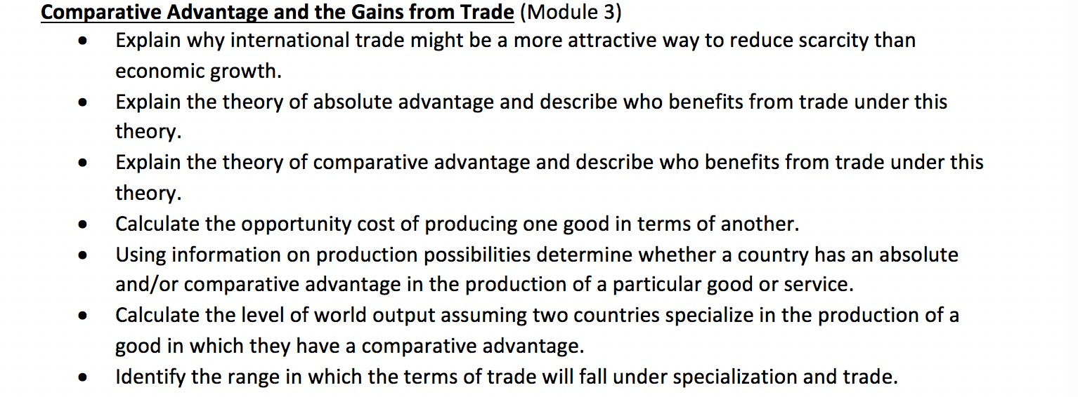 Solved Comparative Advantage and the Gains from Trade | Chegg.com