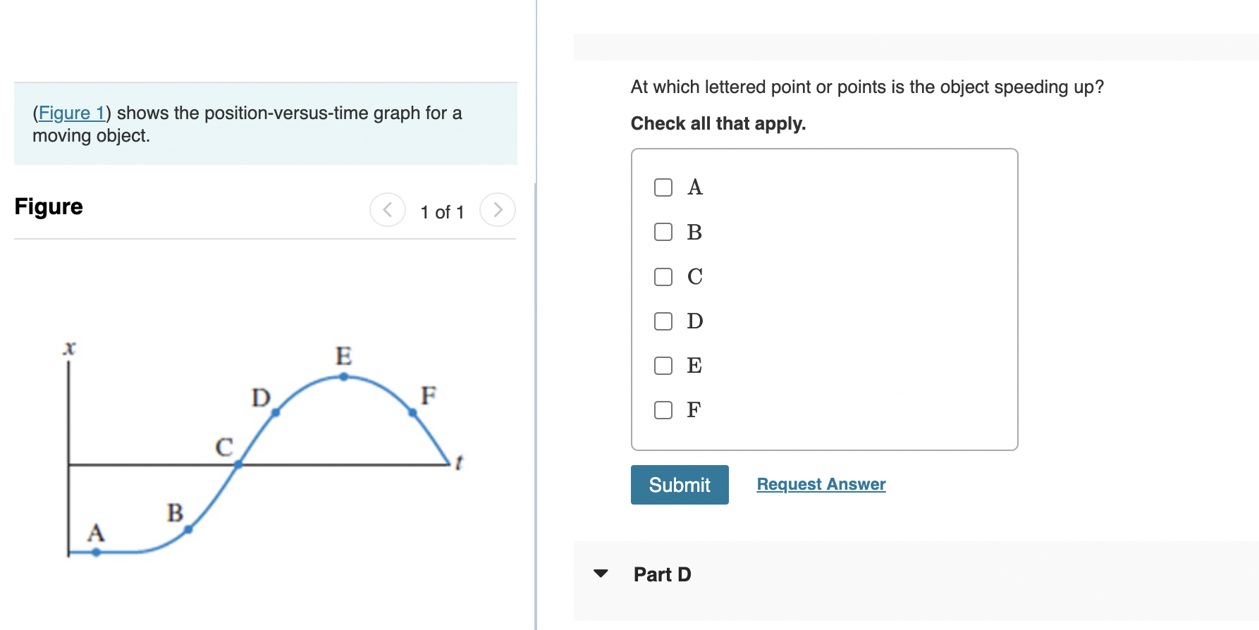 Solved At which lettered point or points is the object | Chegg.com