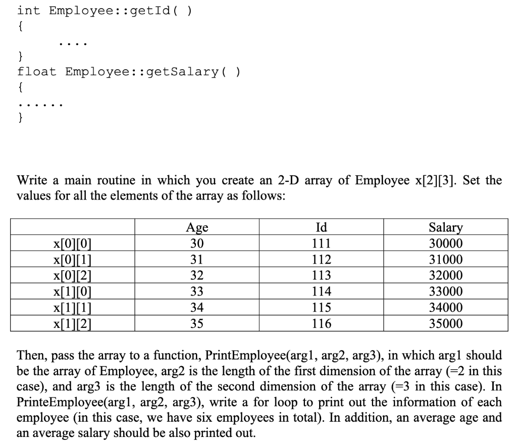 Solved Program 2 Consider a class Employee with data