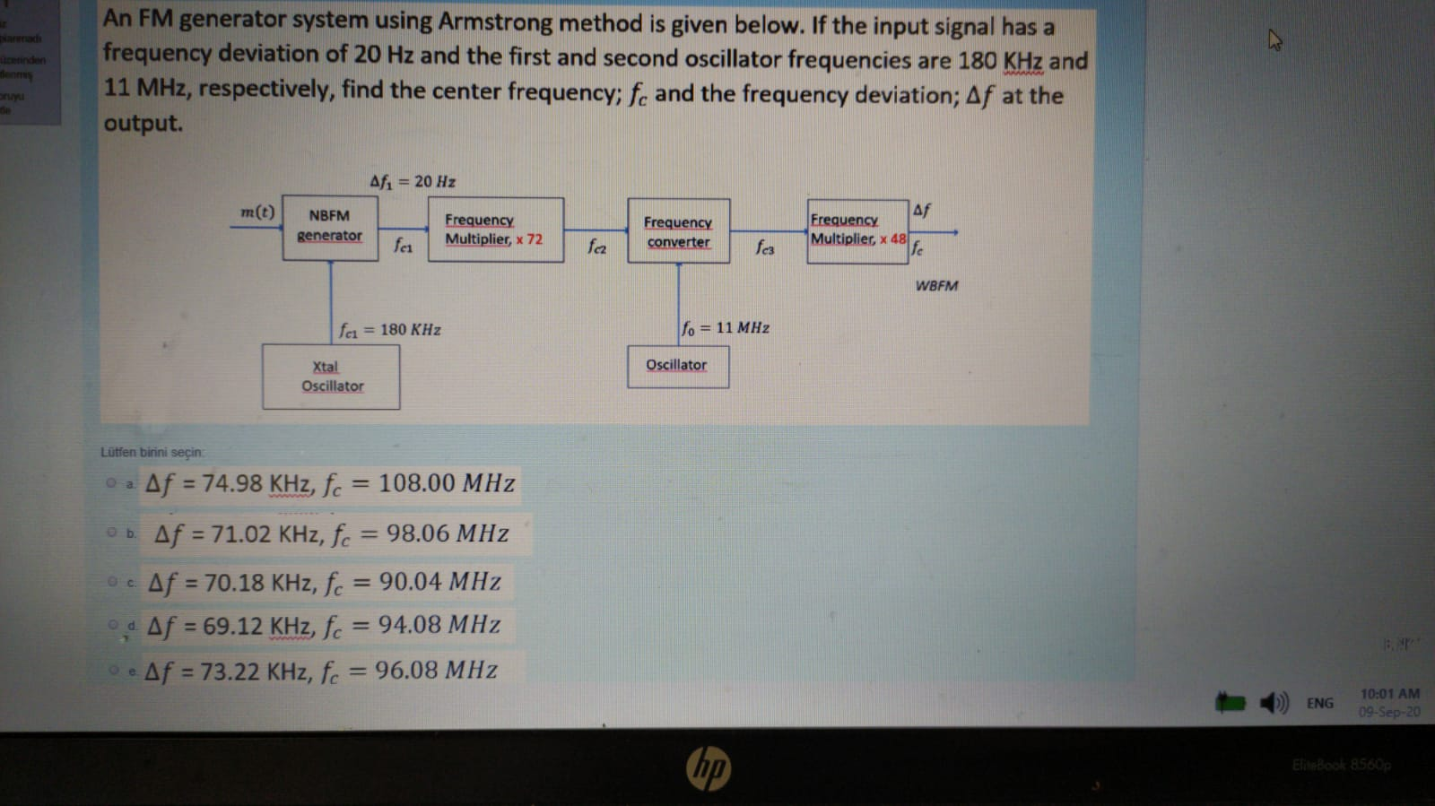 Solved minden An FM generator system using Armstrong method | Chegg.com