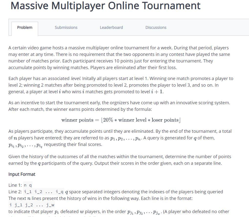 Solved An online multiplayer game allows N players to play