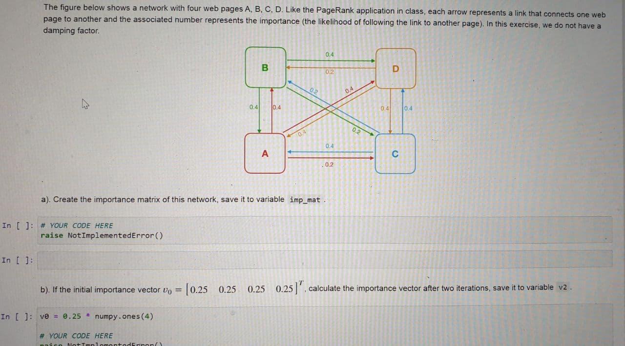 The figure below shows a network with four web pages | Chegg.com