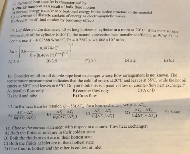 Solved 4, Radiation heat transfer is characterized by A) | Chegg.com