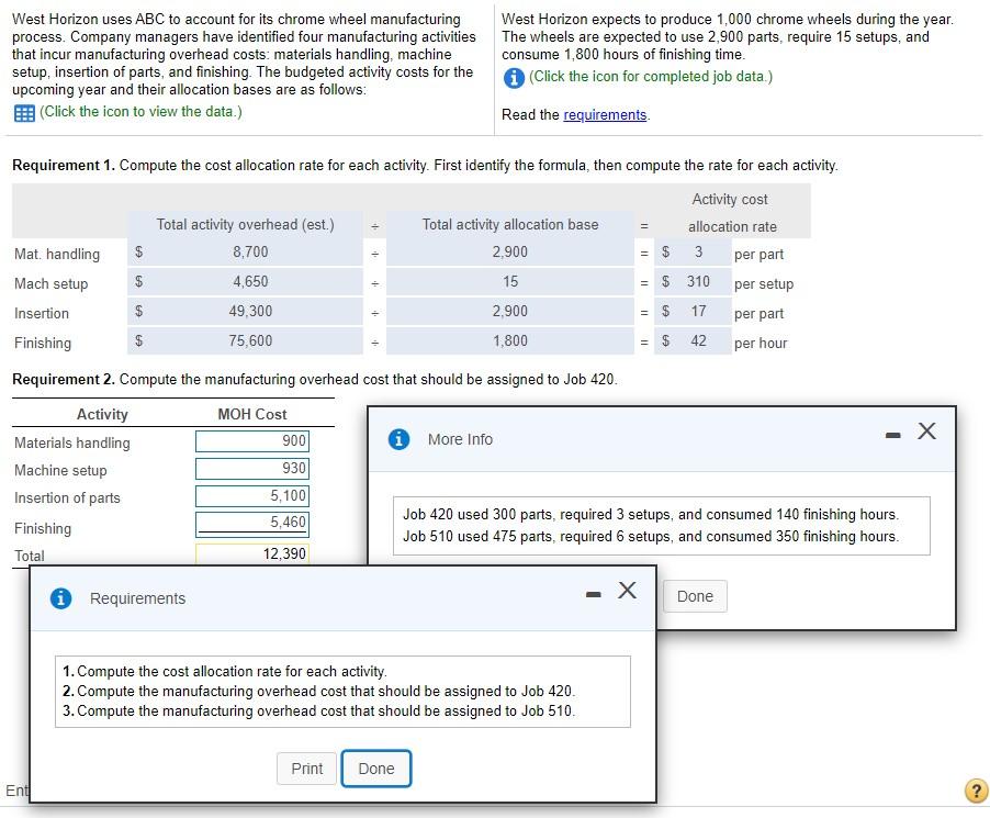Solved West Horizon uses ABC to account for its chrome wheel