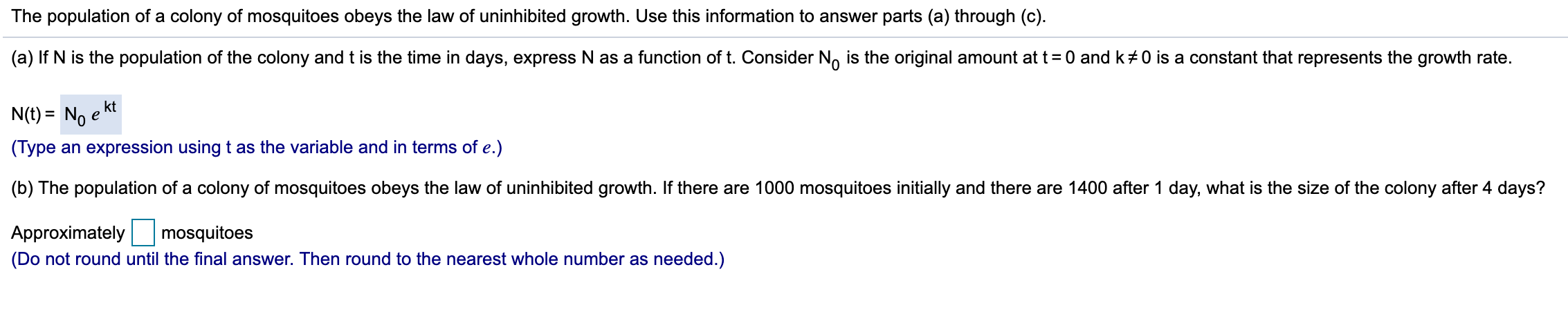 Solved The population of a colony of mosquitoes obeys the | Chegg.com