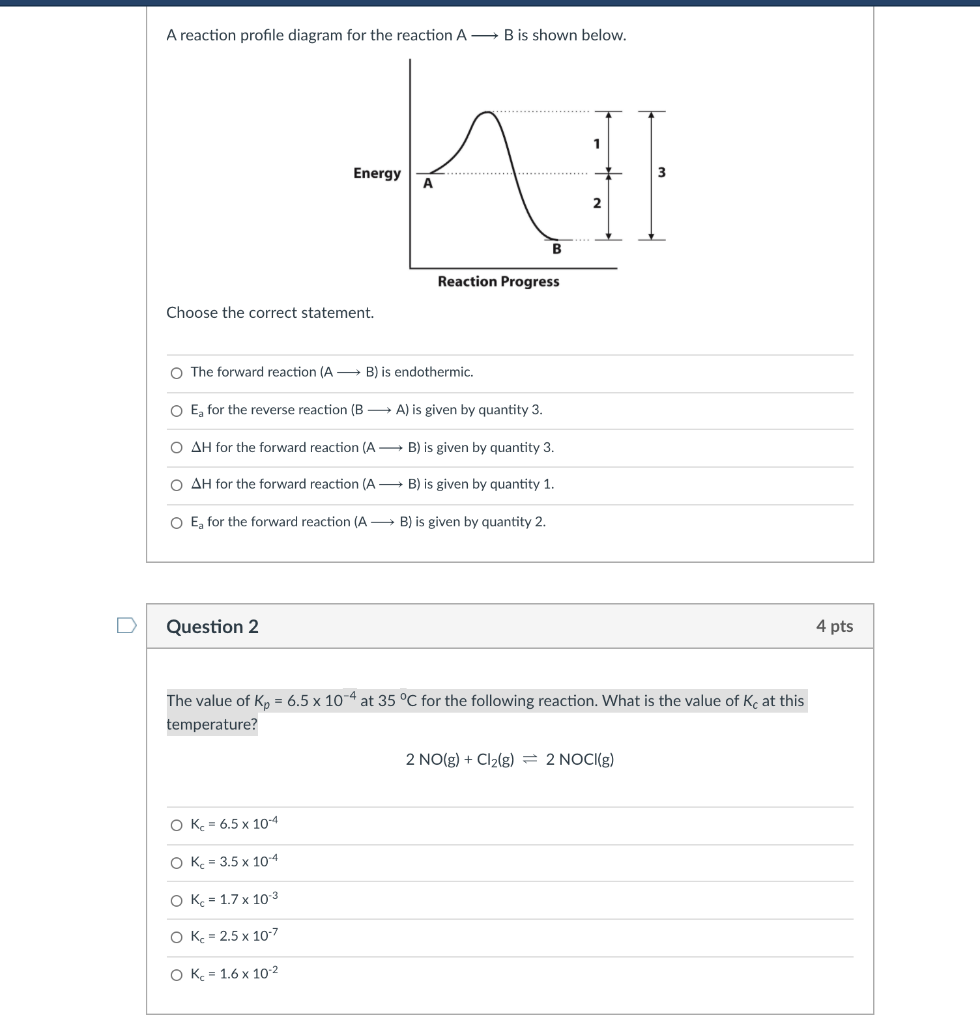 Solved A reaction profile diagram for the reaction AB is | Chegg.com