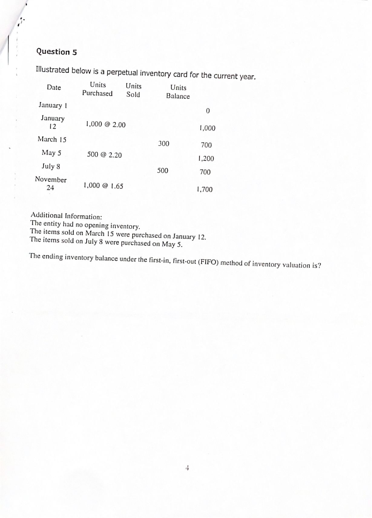 Solved Illustrated below is a perpetual inventory card for | Chegg.com