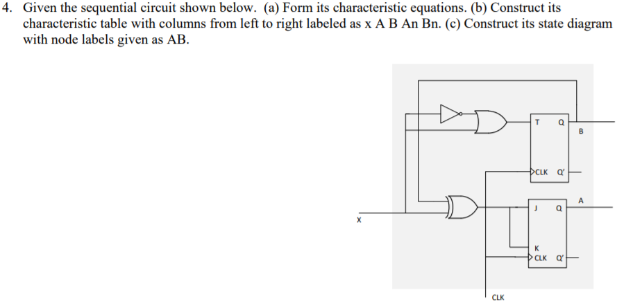 Solved 4. Given the sequential circuit shown below. (a) Form | Chegg.com