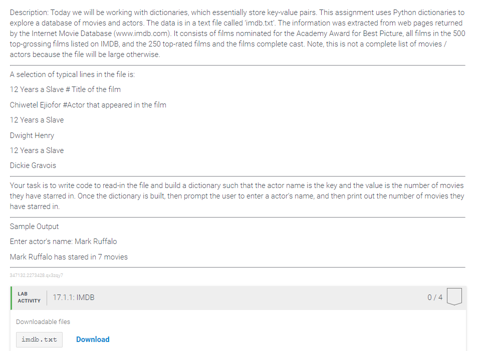 Solved Description Today we will be working with