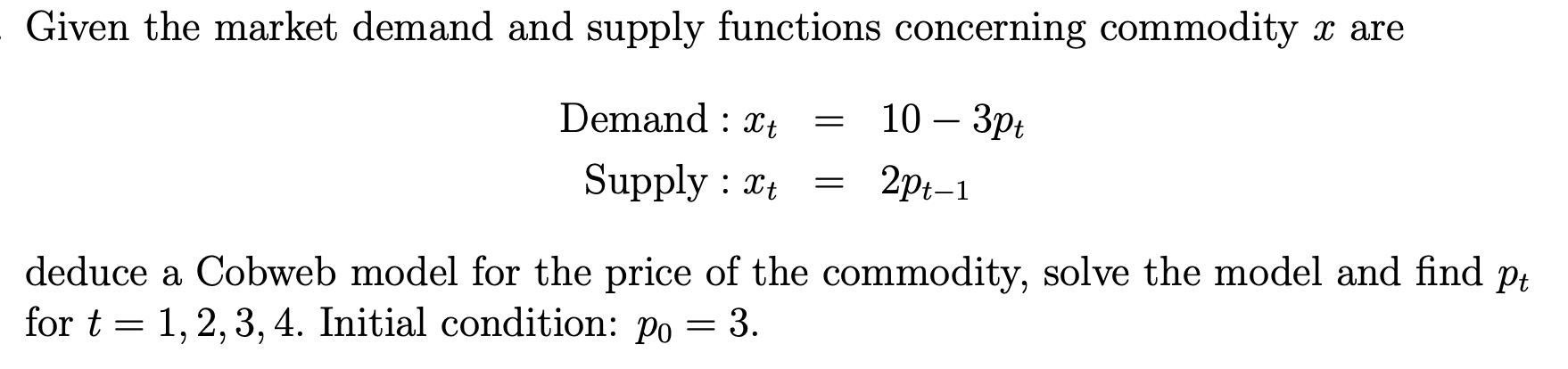 Solved Given the market demand and supply functions | Chegg.com