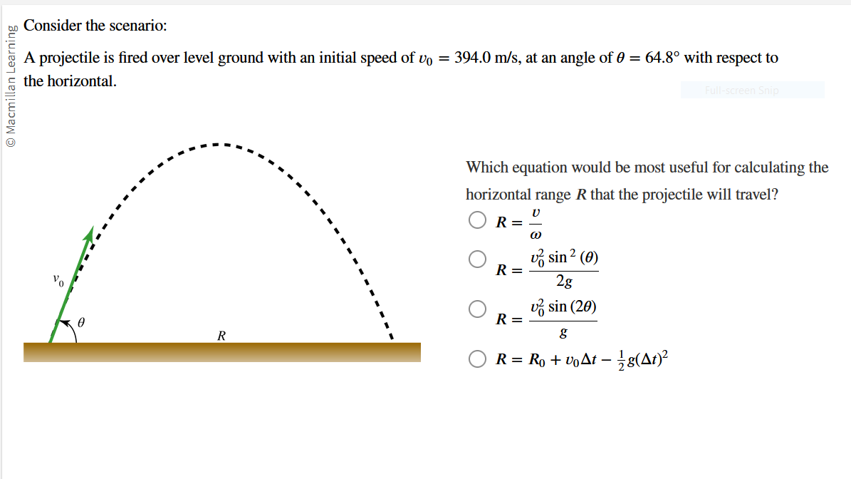 Solved Consider the scenario: A projectile is fired over | Chegg.com