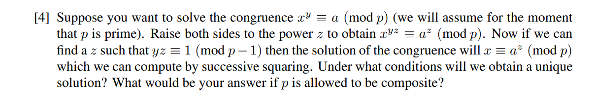 Solved 4] Suppose you want to solve the congruence | Chegg.com