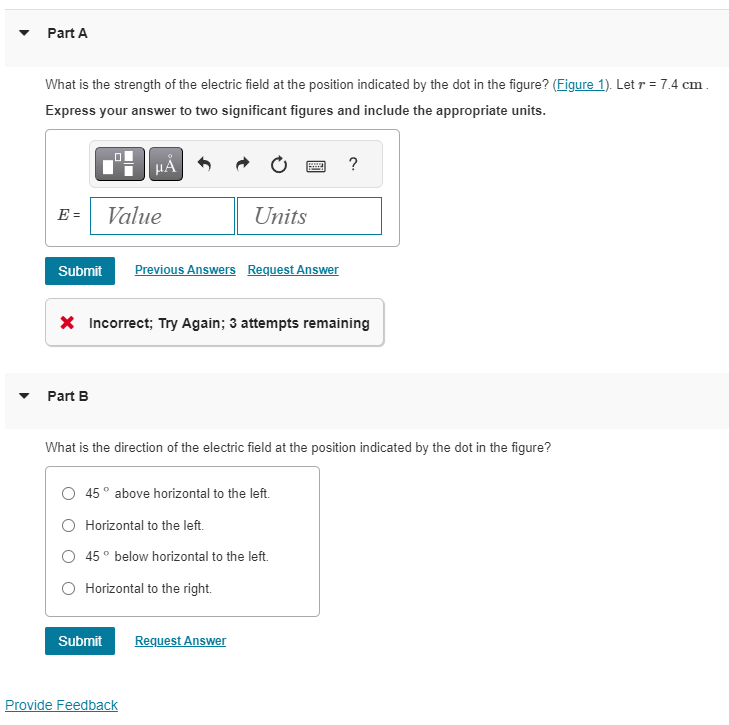 Solved 1 of 1What is the strength of the electric field at | Chegg.com