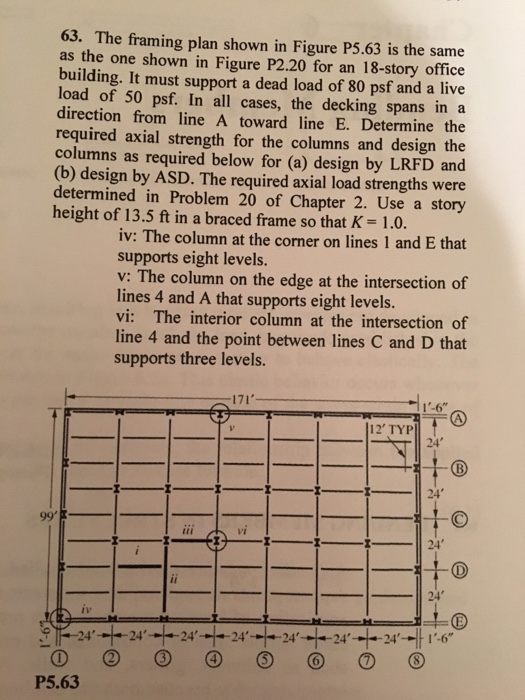 Solved 63. The Framing Plan Shown In Figure P5.63 Is The | Chegg.com