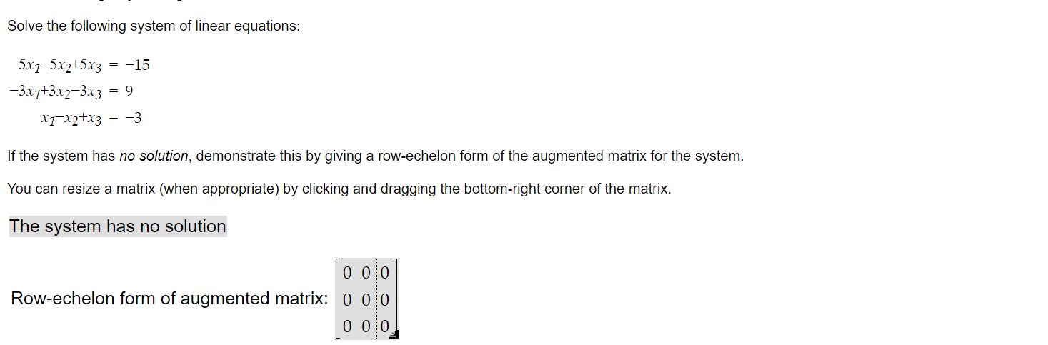 Solved Solve the following system of linear equations: | Chegg.com