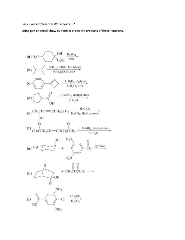 Solved Basic Concept/reaction Worksheets 5.2 Using pen or | Chegg.com