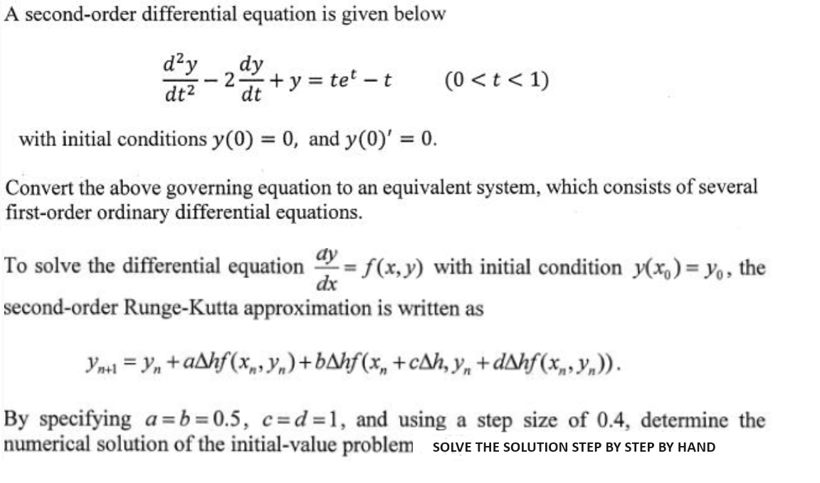 Solved A second-order differential equation is given | Chegg.com