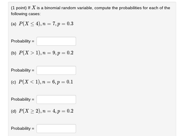 Solved 1 Point If X Is A Binomial Random Variable Compute