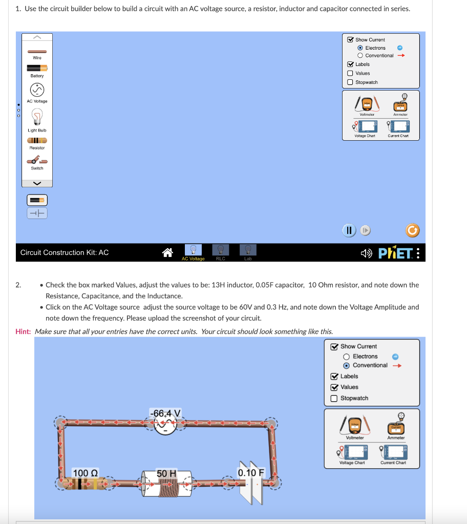 1. Use the circuit builder below to build a circuit | Chegg.com
