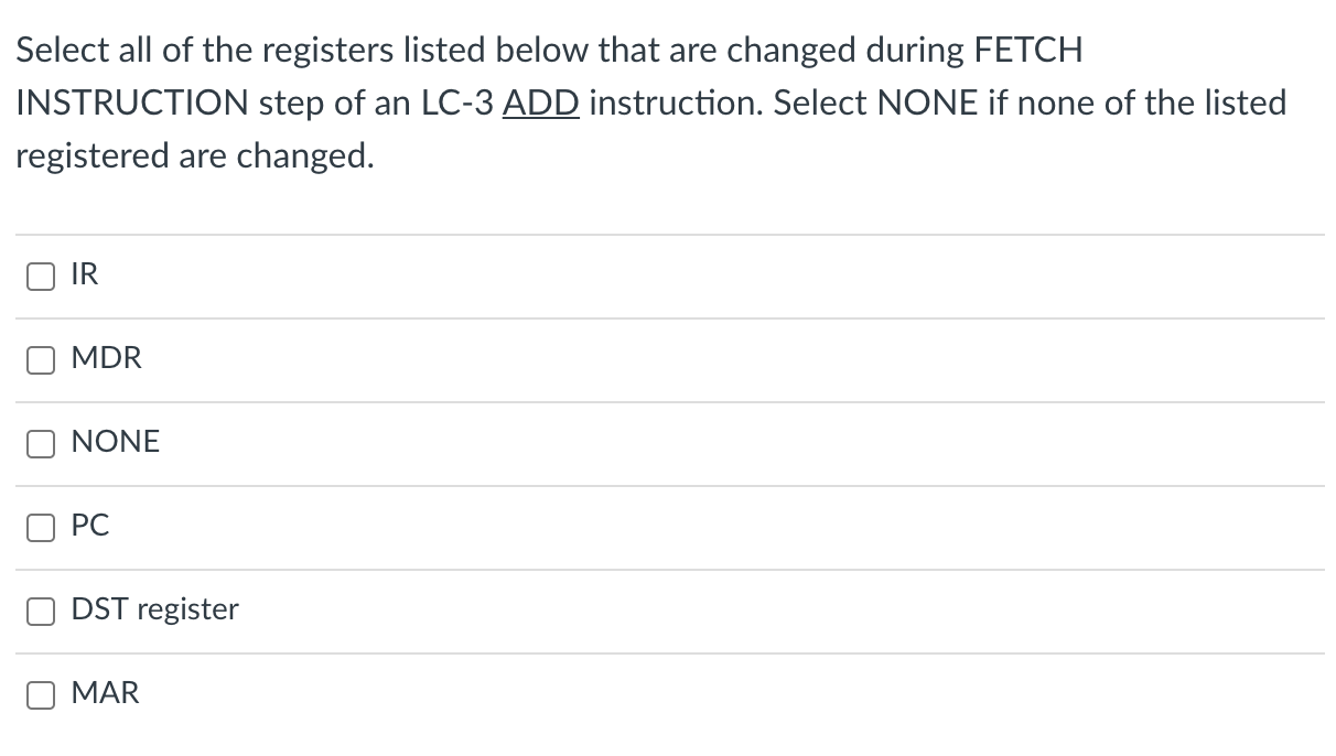 Solved Select all of the registers listed below that are