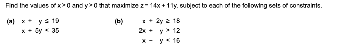 Solved Find the values of x 20 and y 20 that maximize z = | Chegg.com