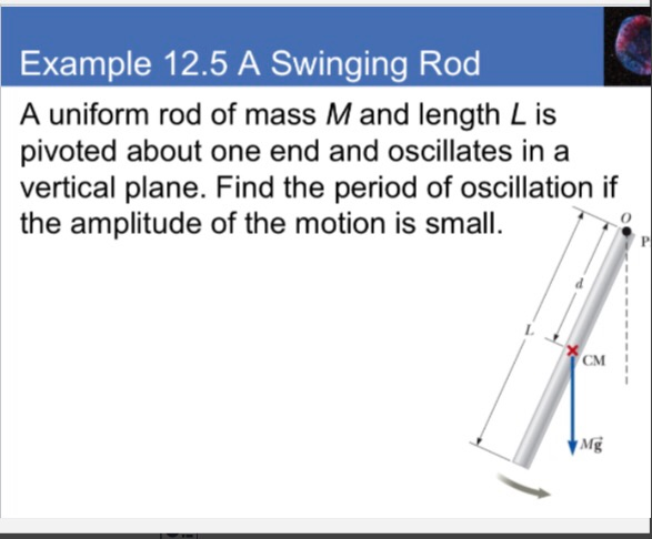 Solved Example 12.5 A Swinging Rod A uniform rod of mass M | Chegg.com
