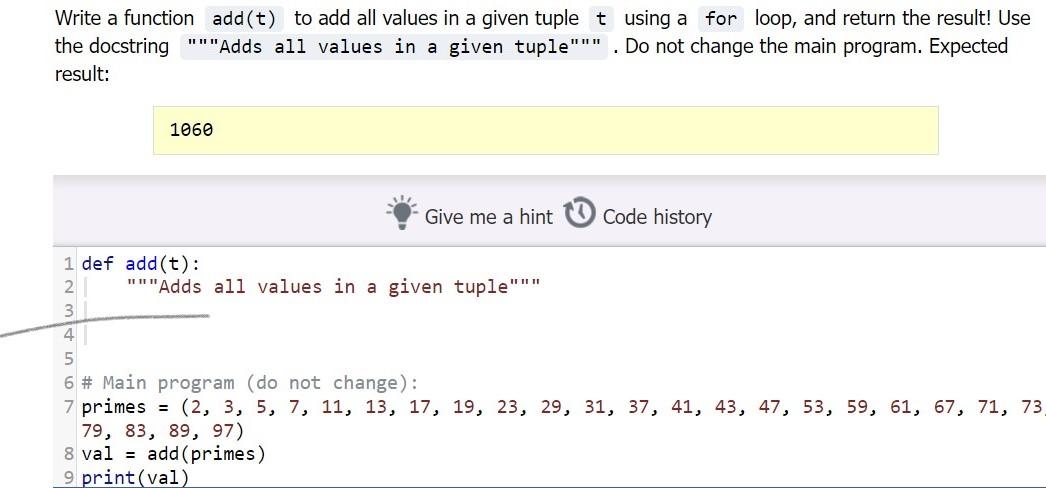 Solved Write a function add(t) to add all values in a given | Chegg.com