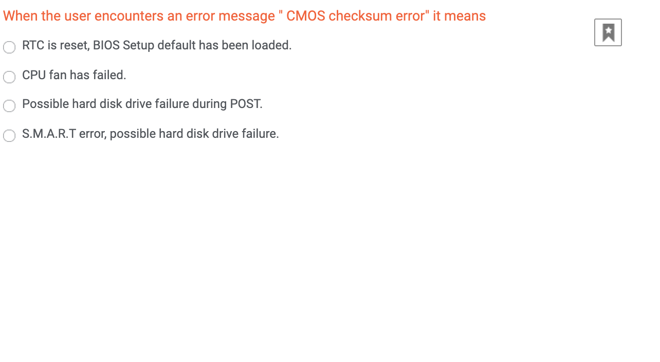 CMOS checksum bad
