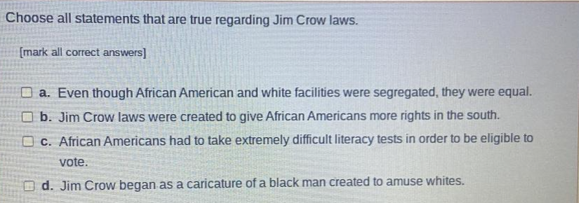 jim crow laws voting test