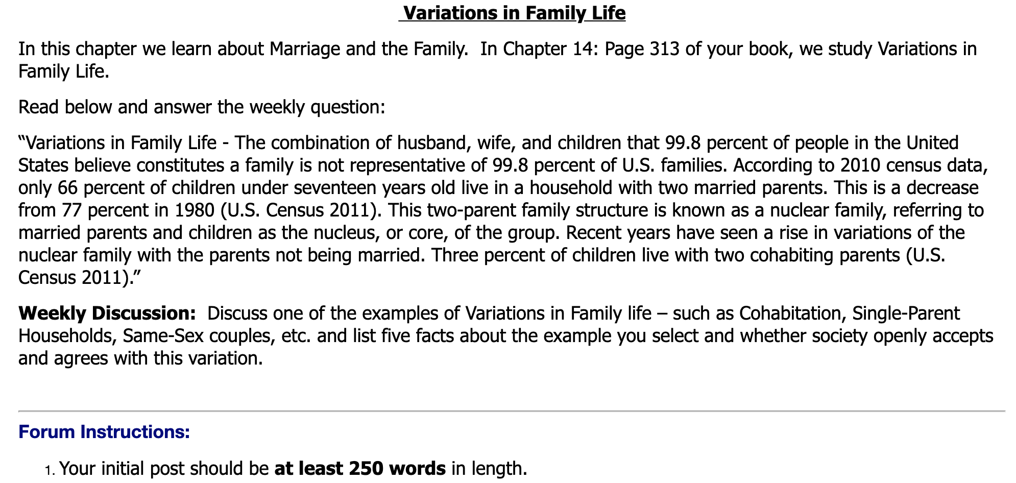 Solved Variations in Family Life In this chapter we learn | Chegg.com