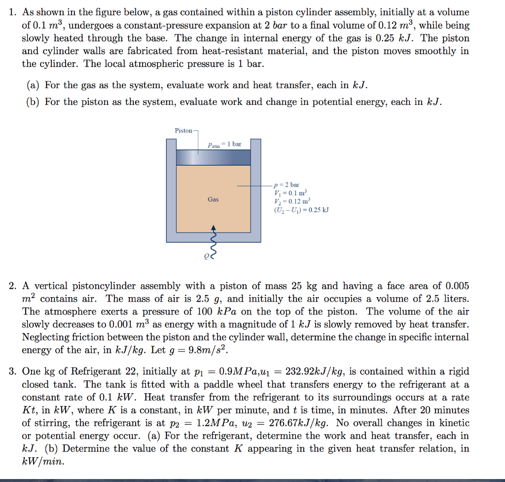 Solved 1. As shown in the figure below, a gas contained