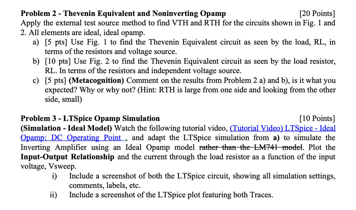 Solved Problem 2 - Thevenin Equivalent and Noninverting | Chegg.com