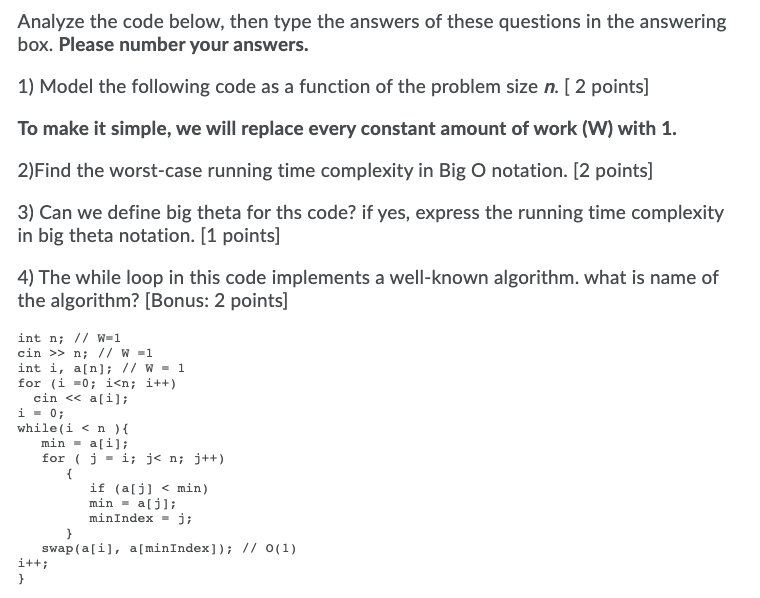 Solved Analyze the code below, then type the answers of | Chegg.com
