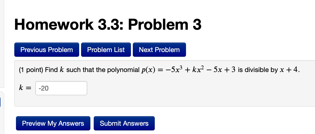 Solved Homework 3.3: Problem 3 Previous Problem Problem List | Chegg.com
