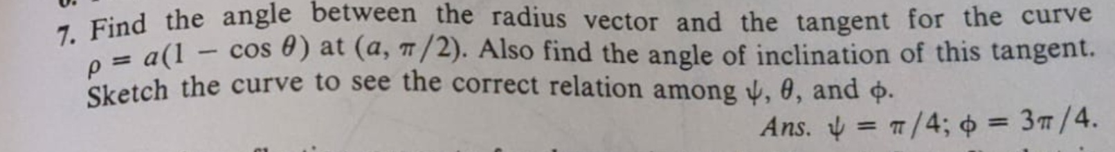 Solved 7. Find the angle between the radius vector and the | Chegg.com