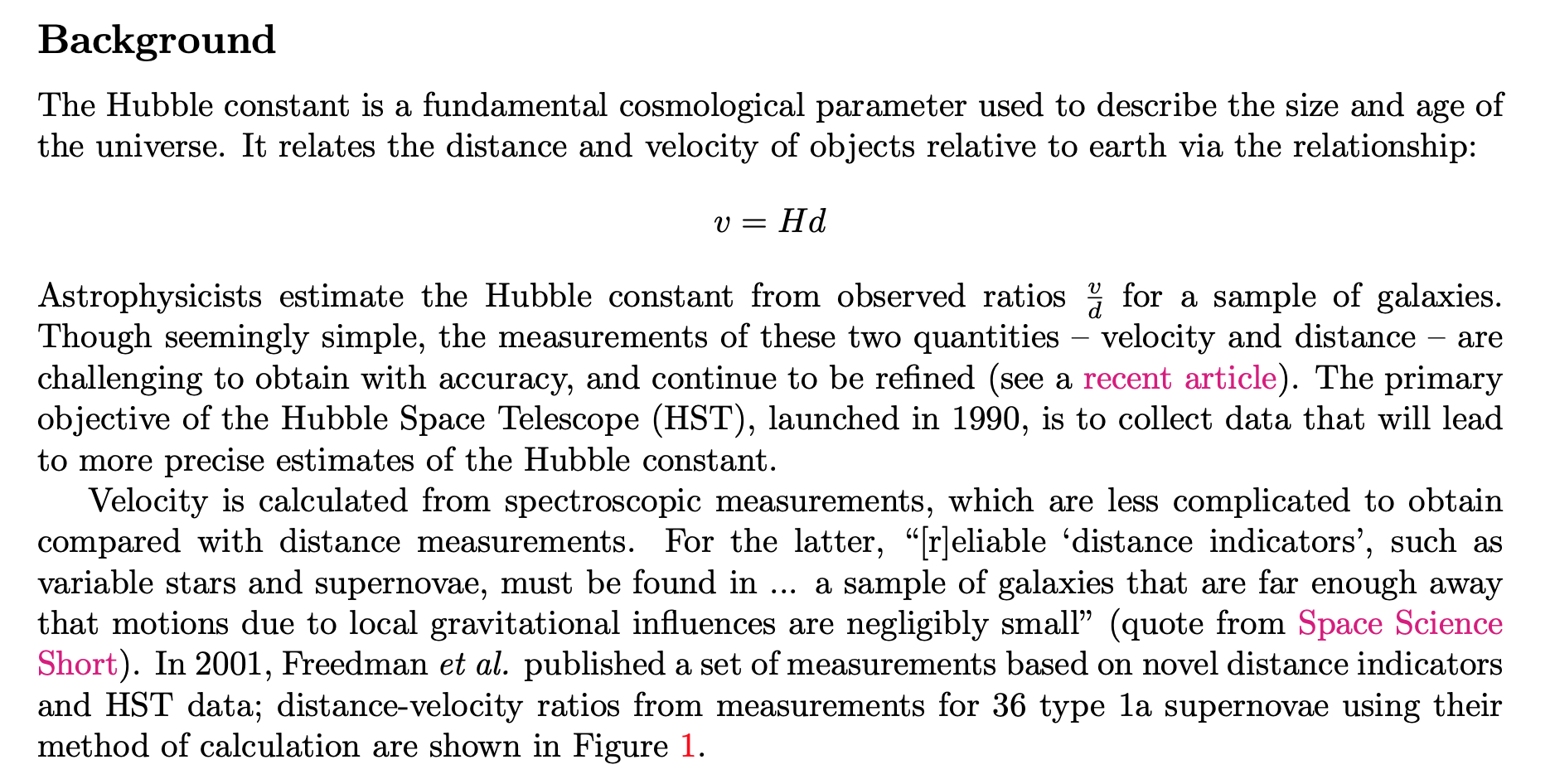 Solved Background The Hubble constant is a fundamental | Chegg.com