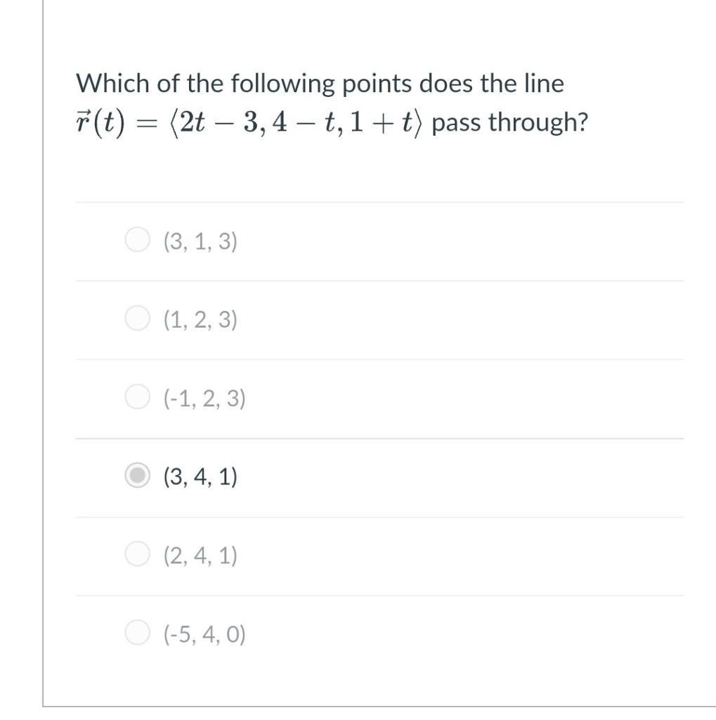 Solved Which of the following points does the line | Chegg.com