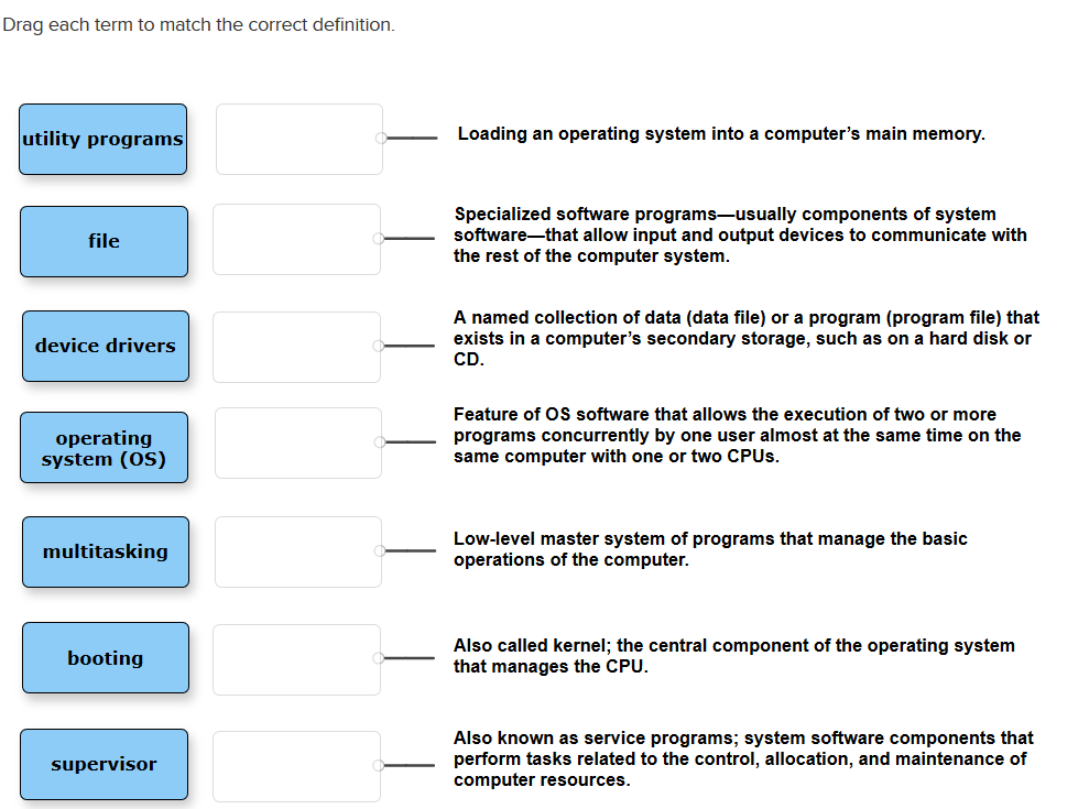 match the definition to the correct presentation software term