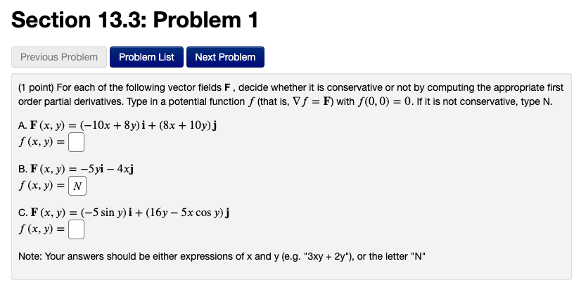 Solved Section 13.2: Problem 7 Previous Problem Problem List | Chegg.com