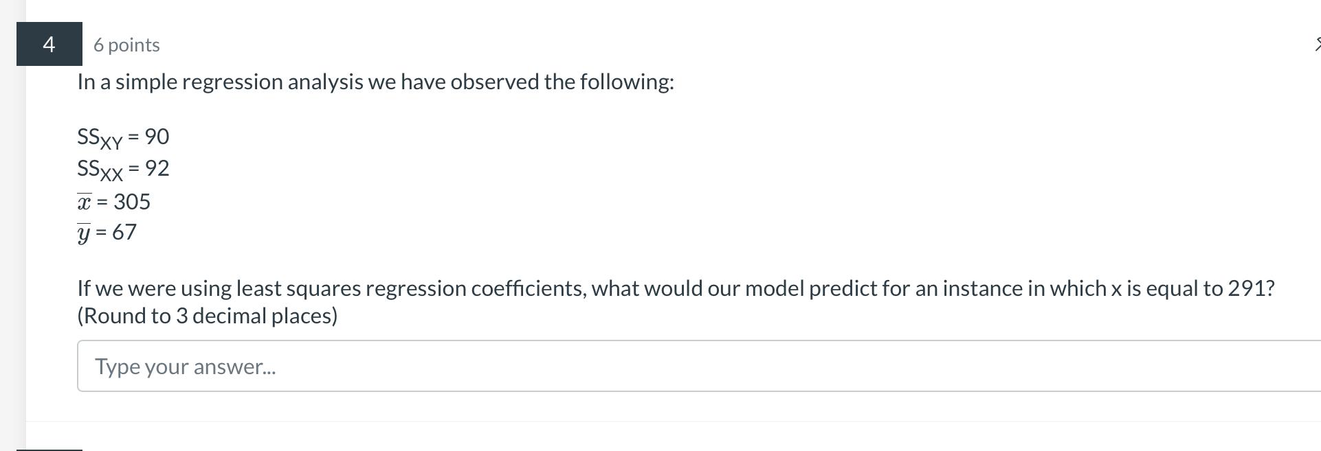 Solved 6 points In a simple regression analysis we have | Chegg.com