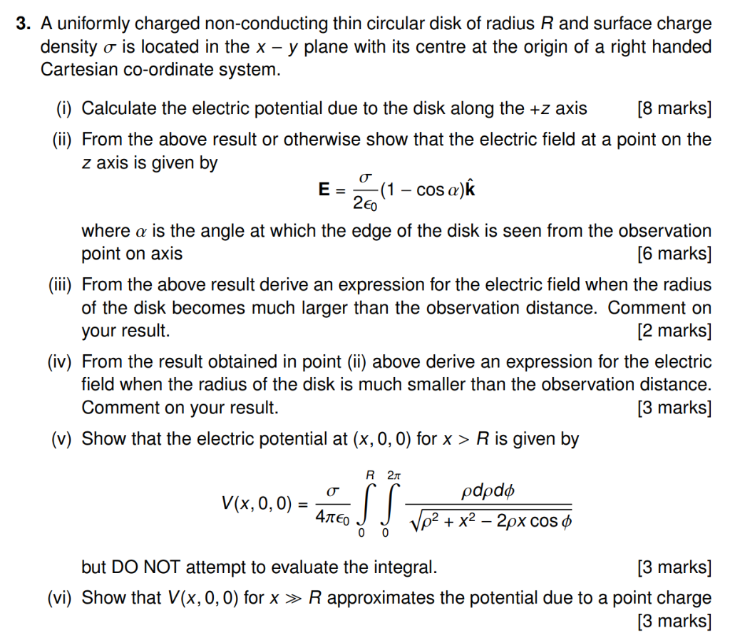 Solved 3. A uniformly charged non-conducting thin circular | Chegg.com