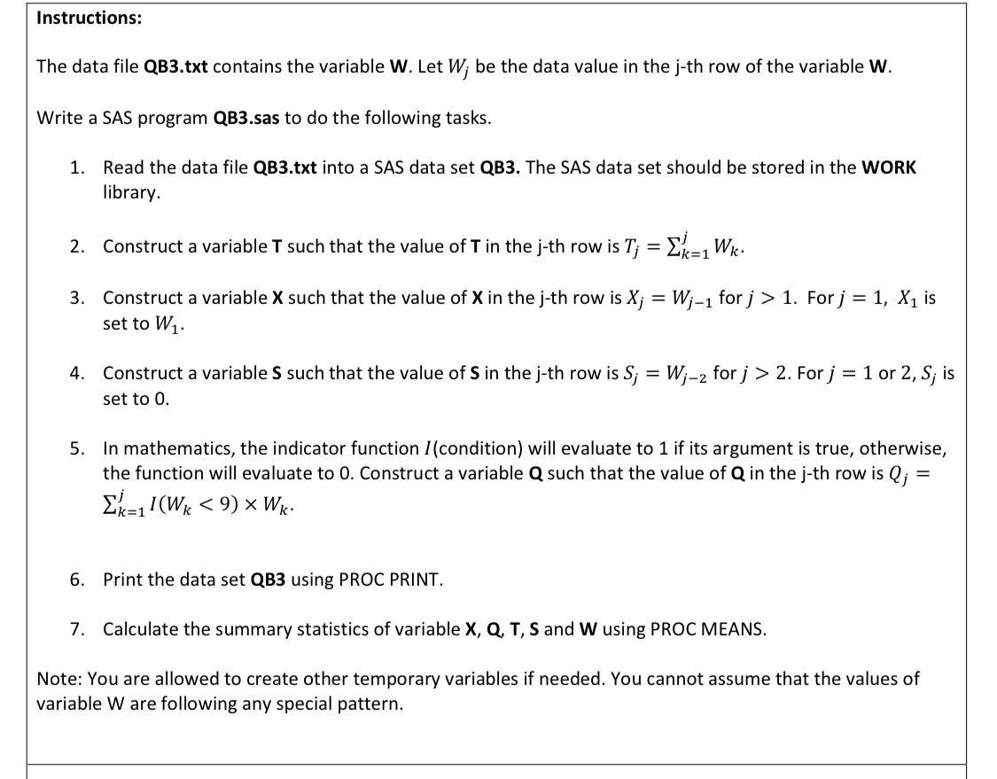 Instructions The Data File Qb3 Txt Contains The V Chegg Com